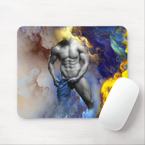 SlipperyJoes Man steamy shirtless abs sixpack put Mouse Pad