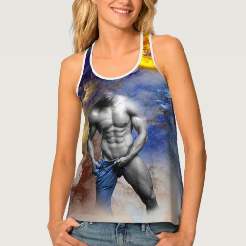 SlipperyJoes Man steamy shirtless abs sixpack put Tank Top