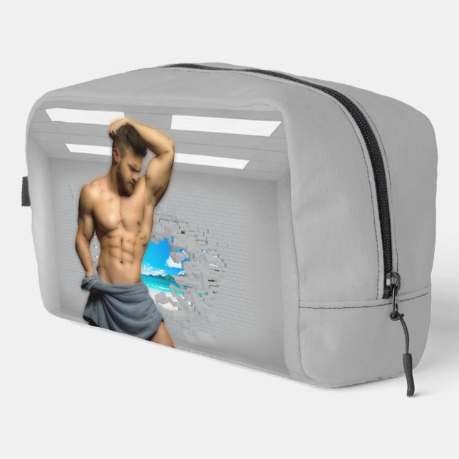 SlipperyJoe's Man towel broken white brick wall ba Dopp Kit (Right Corner)