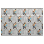 SlipperyJoe's Man towel broken white brick wall ba Fabric