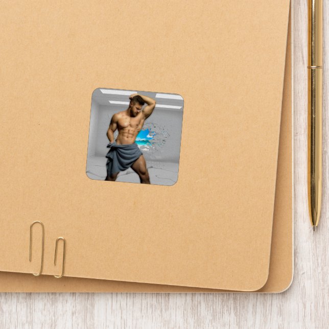 SlipperyJoe's Man towel broken white brick wall ba Patch (On Folder)