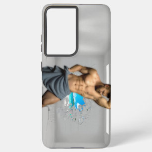 SlipperyJoe's Man towel broken white brick wall ba Samsung Galaxy S21 Ultra Case