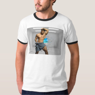 SlipperyJoe's Man towel broken white brick wall ba T-Shirt