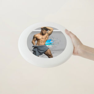 SlipperyJoe's Man towel broken white brick wall ba Wham-O Frisbee