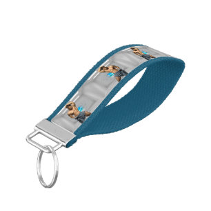 SlipperyJoe's Man towel broken white brick wall ba Wrist Keychain