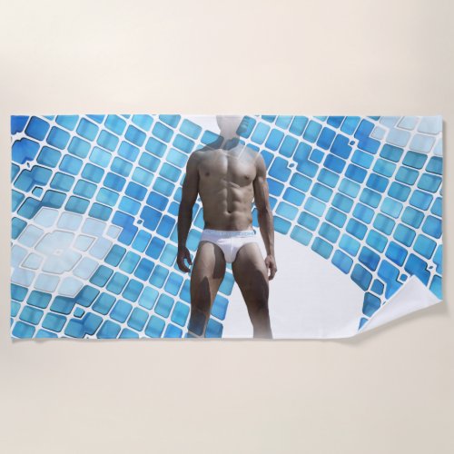 SlipperyJoes Man underwear 6_pack chest abs male  Beach Towel