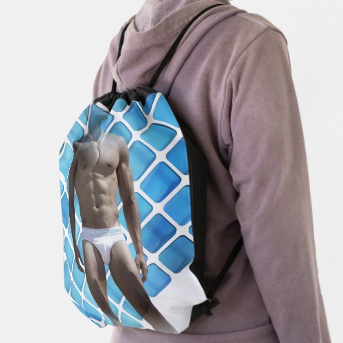 SlipperyJoes Man underwear 6_pack chest abs male  Drawstring Bag