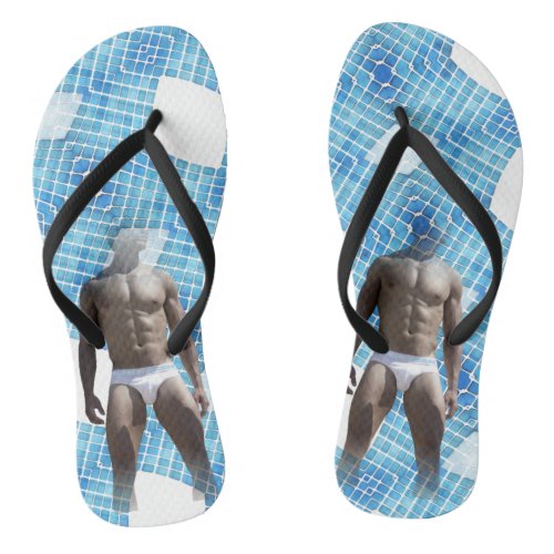 SlipperyJoes Man underwear 6_pack chest abs male  Flip Flops