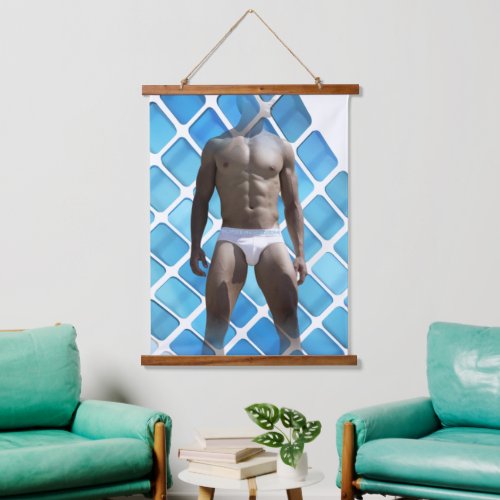 SlipperyJoes Man underwear 6_pack chest abs male  Hanging Tapestry