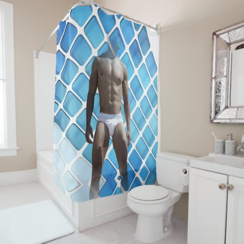 SlipperyJoes Man underwear 6_pack chest abs male  Shower Curtain