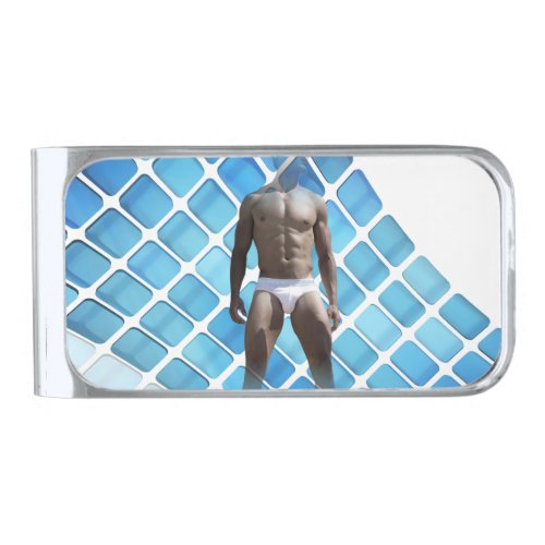 SlipperyJoes Man underwear 6_pack chest abs male  Silver Finish Money Clip