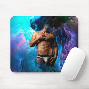 SlipperyJoe's Man underwear bulge purple blue abst Mouse Pad