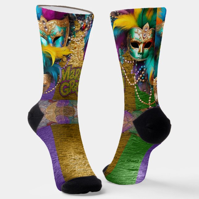 SlipperyJoe's Mardi Gras Bead Necklaces doubloons  Socks (Angled)