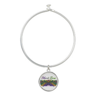 SlipperyJoe's Mardi Gras Bead Necklaces purple gol Bangle Bracelet
