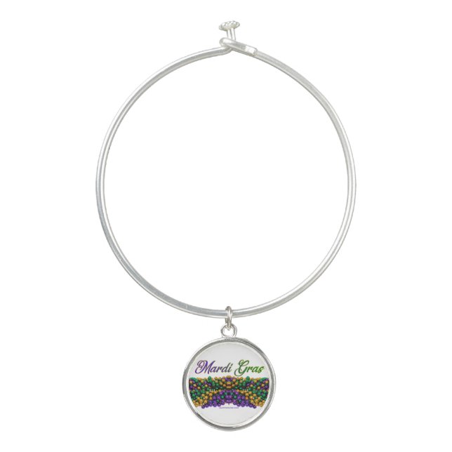 SlipperyJoe's Mardi Gras Bead Necklaces purple gol Bangle Bracelet (Front)