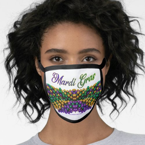 SlipperyJoes Mardi Gras Bead Necklaces purple gol Face Mask