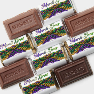 SlipperyJoe's Mardi Gras Bead Necklaces purple gol Hershey's Miniatures