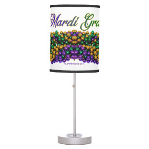 SlipperyJoe's Mardi Gras Bead Necklaces purple gol Table Lamp