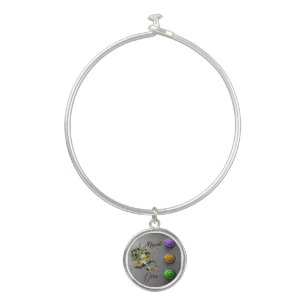 SlipperyJoe's Mardi Gras celebration decorative Ve Bangle Bracelet
