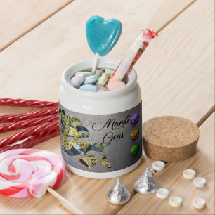 SlipperyJoe's Mardi Gras celebration decorative Ve Candy Jar