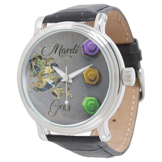 SlipperyJoe's Mardi Gras celebration decorative Ve Watch (Angled)