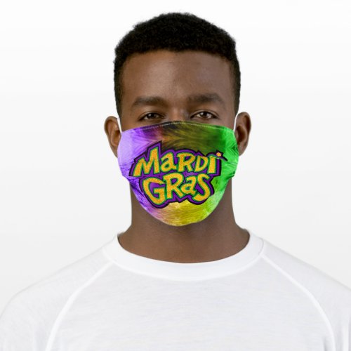 SlipperyJoes Mardi Gras crown purple gold green w Adult Cloth Face Mask