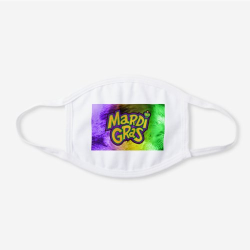 SlipperyJoes Mardi Gras crown purple gold green w White Cotton Face Mask