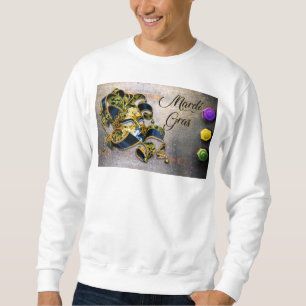 SlipperyJoe's Mardi Gras Mask purple gold green bl Sweatshirt