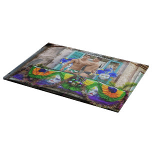 SlipperyJoe's Mardi Gras masks beads decorations s Cutting Board