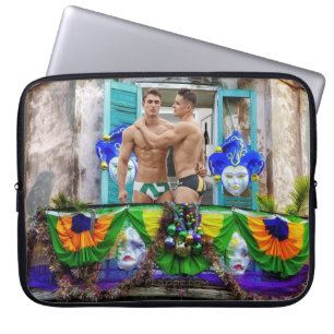 SlipperyJoe's Mardi Gras masks beads decorations s Laptop Sleeve