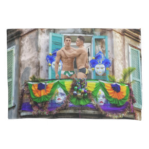 SlipperyJoe's Mardi Gras masks beads decorations s Pillow Case