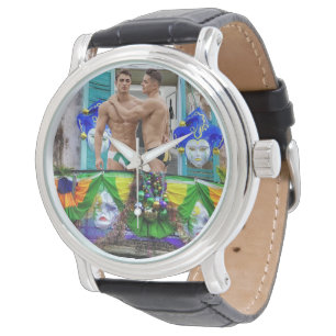 SlipperyJoe's Mardi Gras masks beads decorations s Watch