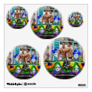 SlipperyJoe's Mardi Gras Men purple gold green bal Wall Decal