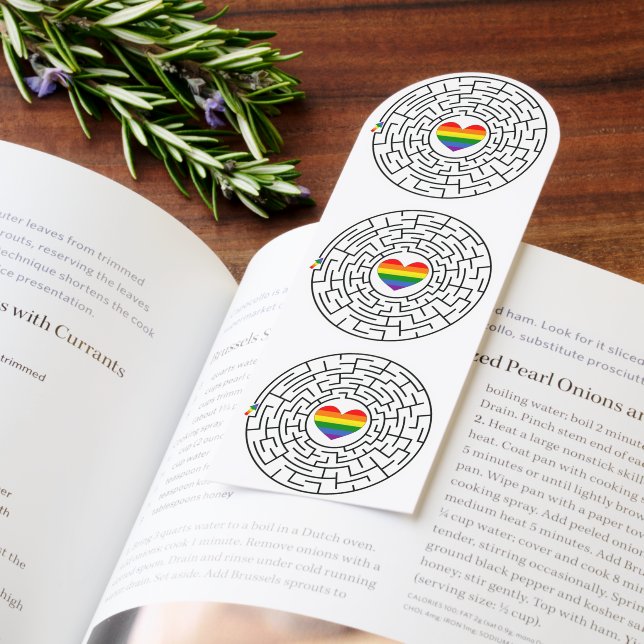 SlipperyJoe's maze encircles rainbow heart arrow m Bookmarks (Book)