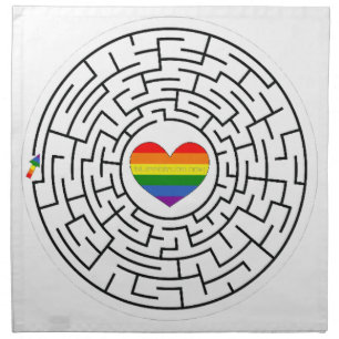 SlipperyJoe's maze encircles rainbow heart arrow m Cloth Napkin