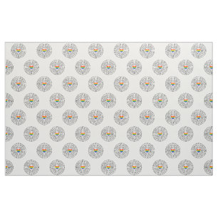 SlipperyJoe's maze encircles rainbow heart arrow m Fabric