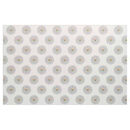SlipperyJoe's maze encircles rainbow heart arrow m Fabric