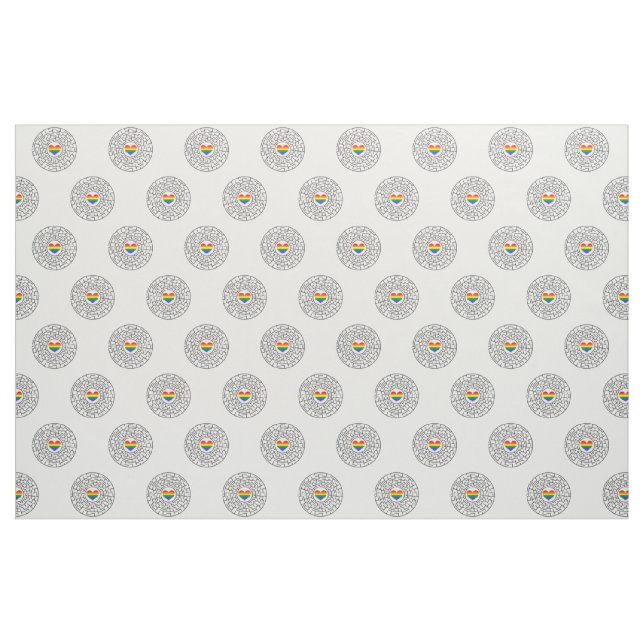 SlipperyJoe's maze encircles rainbow heart arrow m Fabric (Yard)