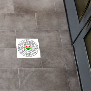 SlipperyJoe's maze encircles rainbow heart arrow m Floor Decals