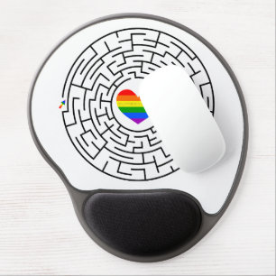 SlipperyJoe's maze encircles rainbow heart arrow m Gel Mouse Pad