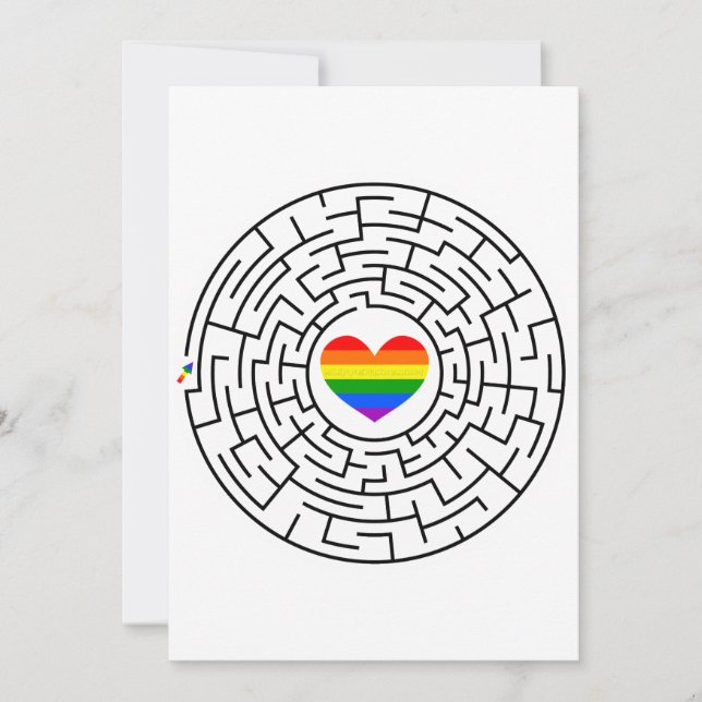 SlipperyJoe's maze encircles rainbow heart arrow m Holiday Card (Front)