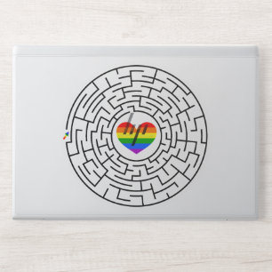 SlipperyJoe's maze encircles rainbow heart arrow m HP Laptop Skin