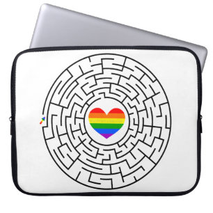 SlipperyJoe's maze encircles rainbow heart arrow m Laptop Sleeve