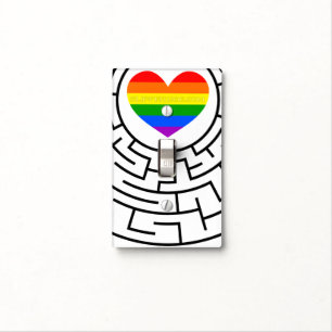 SlipperyJoe's maze encircles rainbow heart arrow m Light Switch Cover