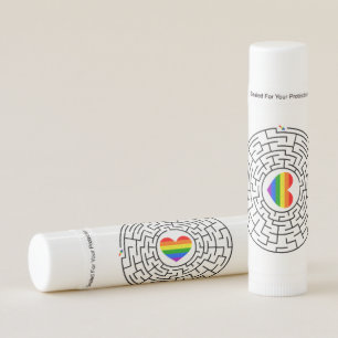 SlipperyJoe's maze encircles rainbow heart arrow m Lip Balm