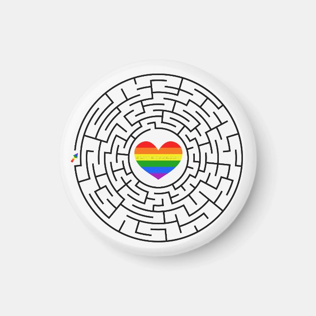 SlipperyJoe's maze encircles rainbow heart arrow m Magnet (Front)