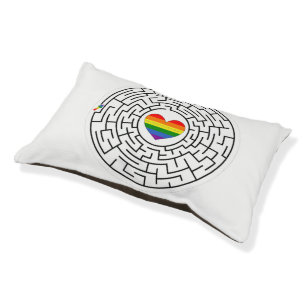 SlipperyJoe's maze encircles rainbow heart arrow m Pet Bed