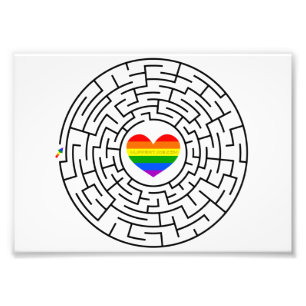 SlipperyJoe's maze encircles rainbow heart arrow m Photo Print