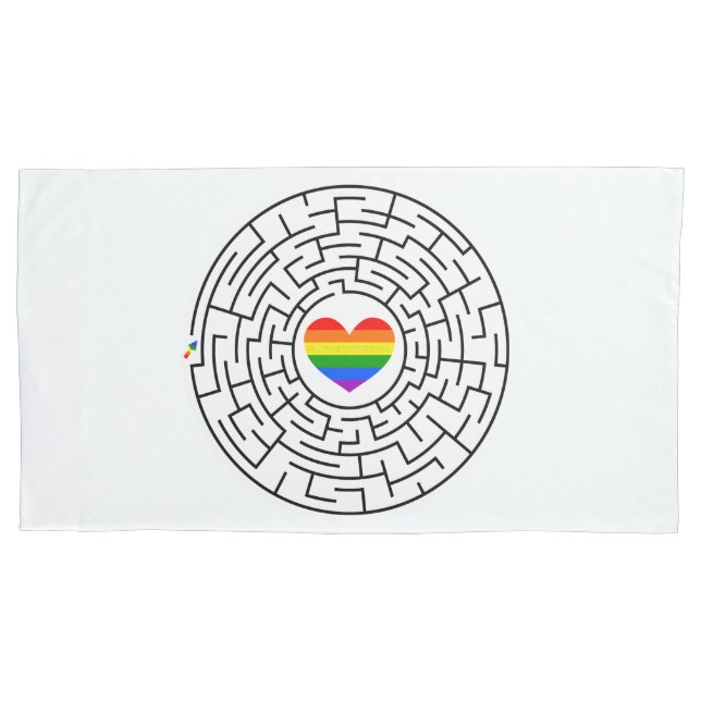 SlipperyJoe's maze encircles rainbow heart arrow m Pillow Case (Front)