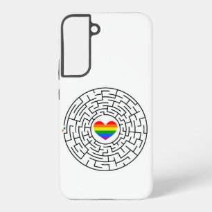SlipperyJoe's maze encircles rainbow heart arrow m Samsung Galaxy S22+ Case